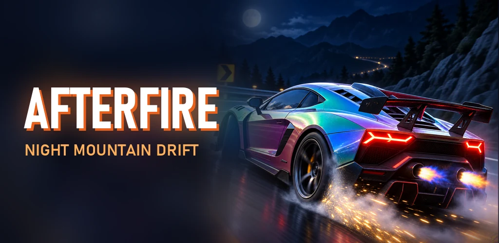 AFTERFIRE: 밤의 산길을 미끄러지며 불꽃을 뿜는 차