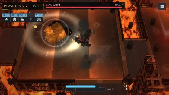 CRUSH LOAD screenshot: fighting the colossus that arrives at 15:00