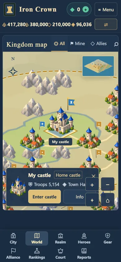Mobile world map screen