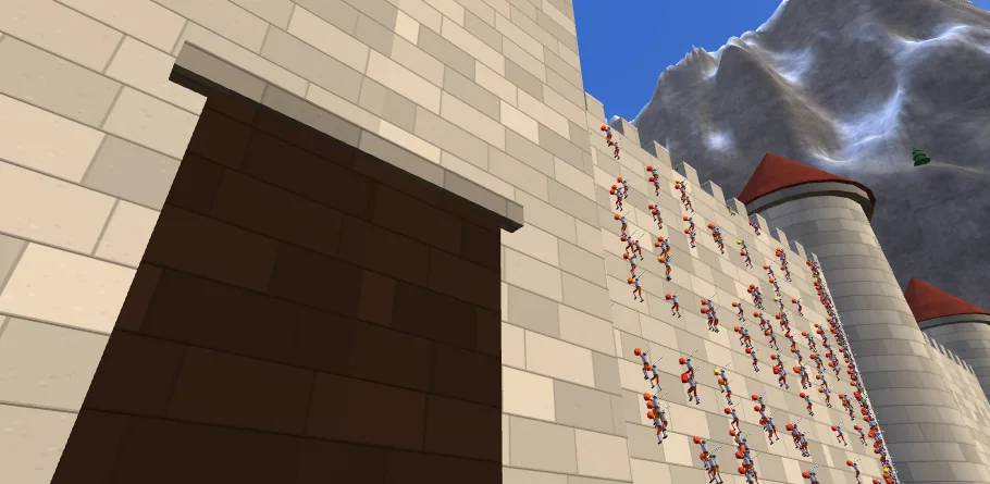 Siege of the Giant Wall — a thousand warriors scaling a 36 m castle wall in a mountain valley