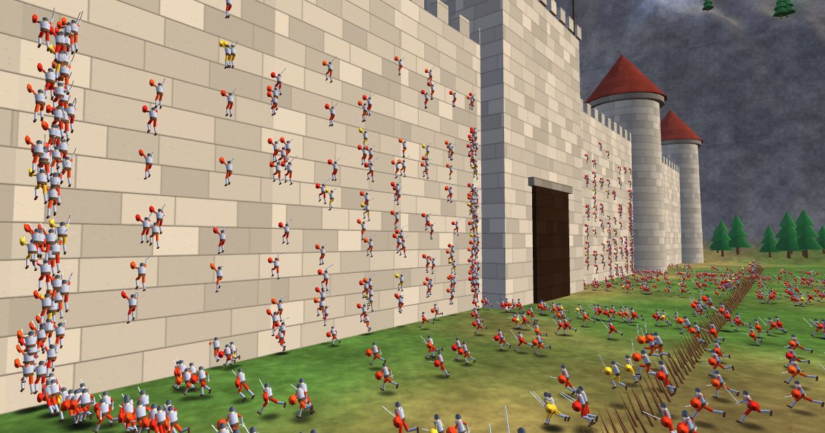 I made a browser siege visualization with 10,000 soldiers rendered in real time